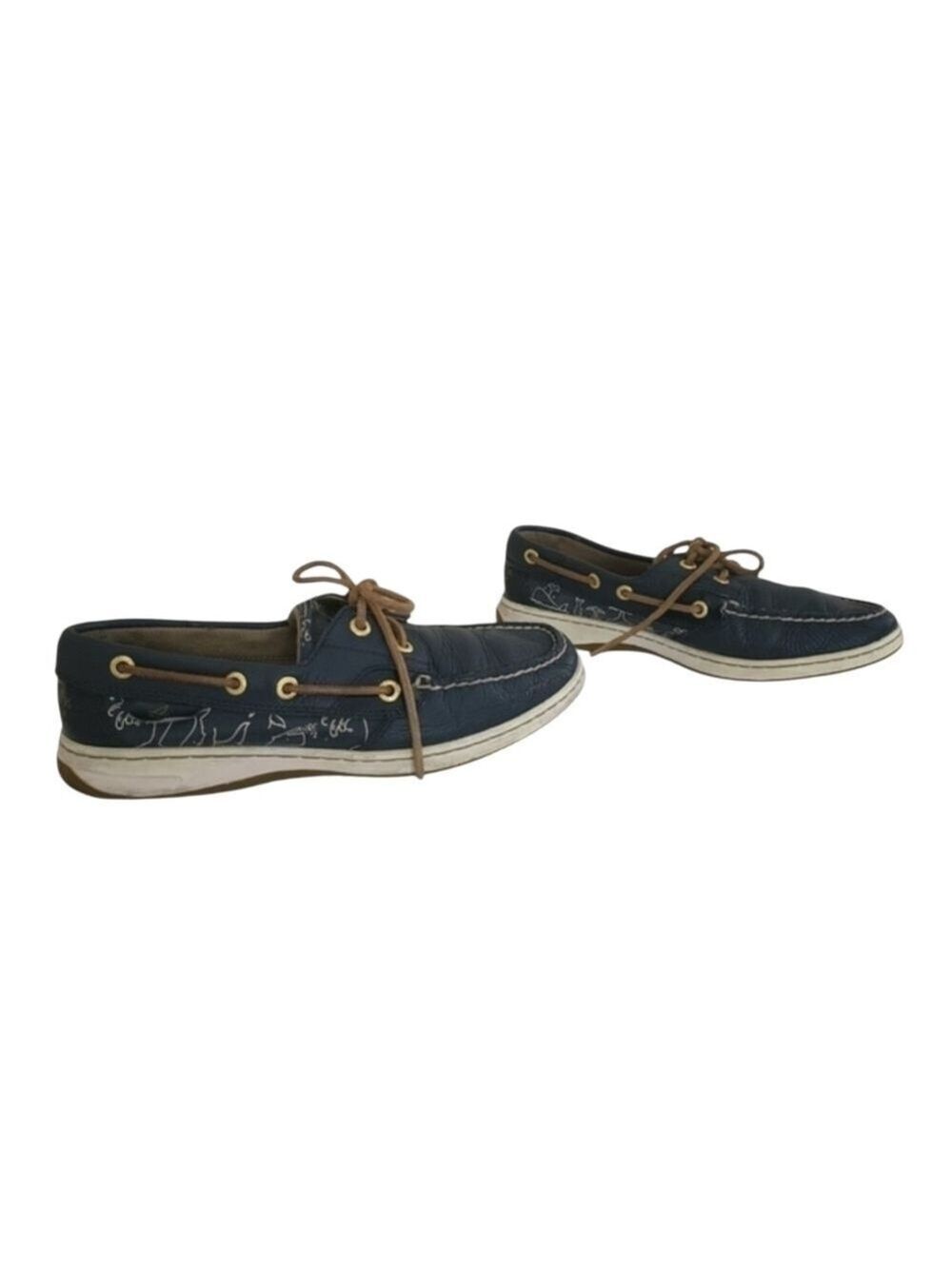 Sperry Topsiders Navy Bluefish Leather Boat Shoe  7.5